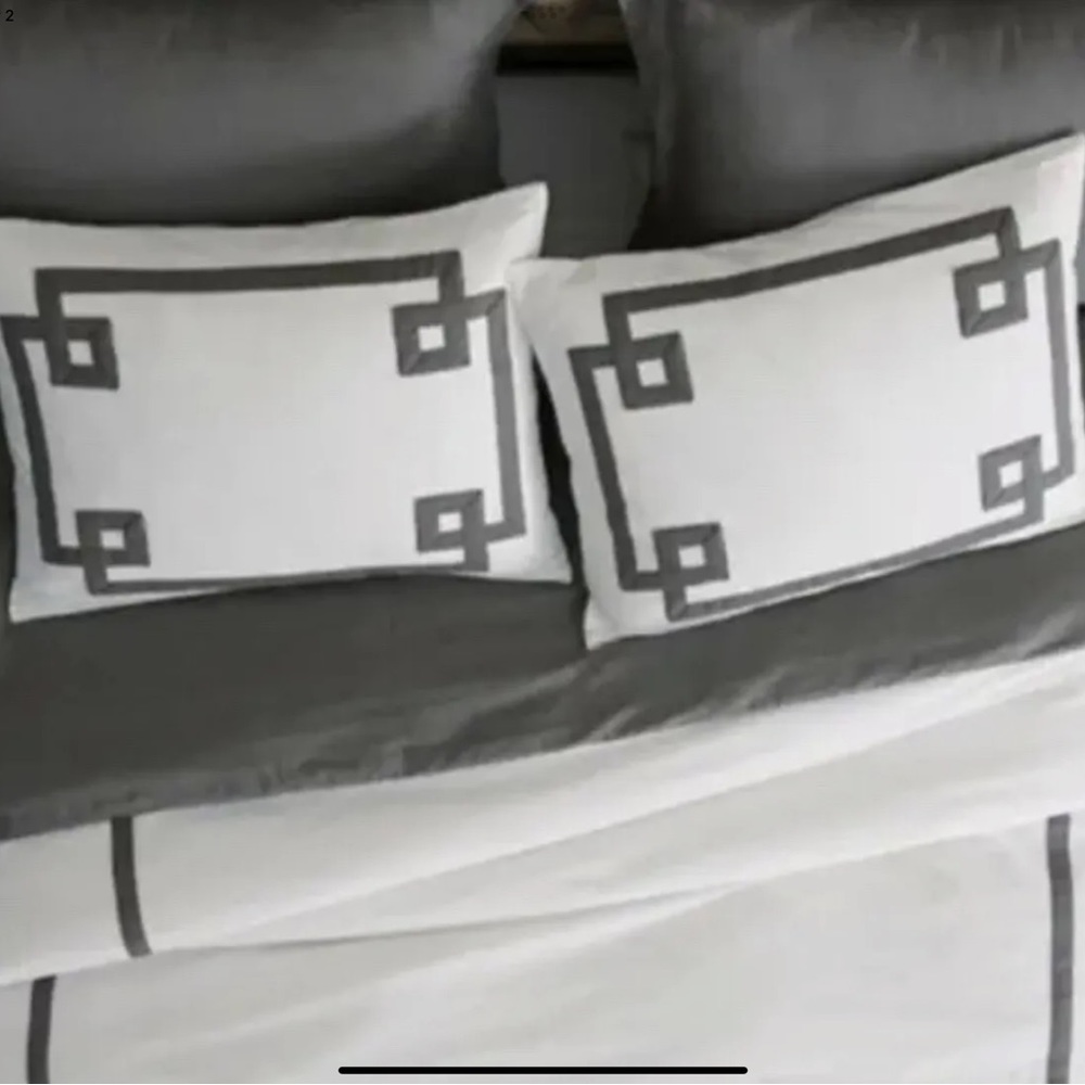 Villa by Noble Excellence Greek Key King Pillow Shams 
White & Pebble Gray New